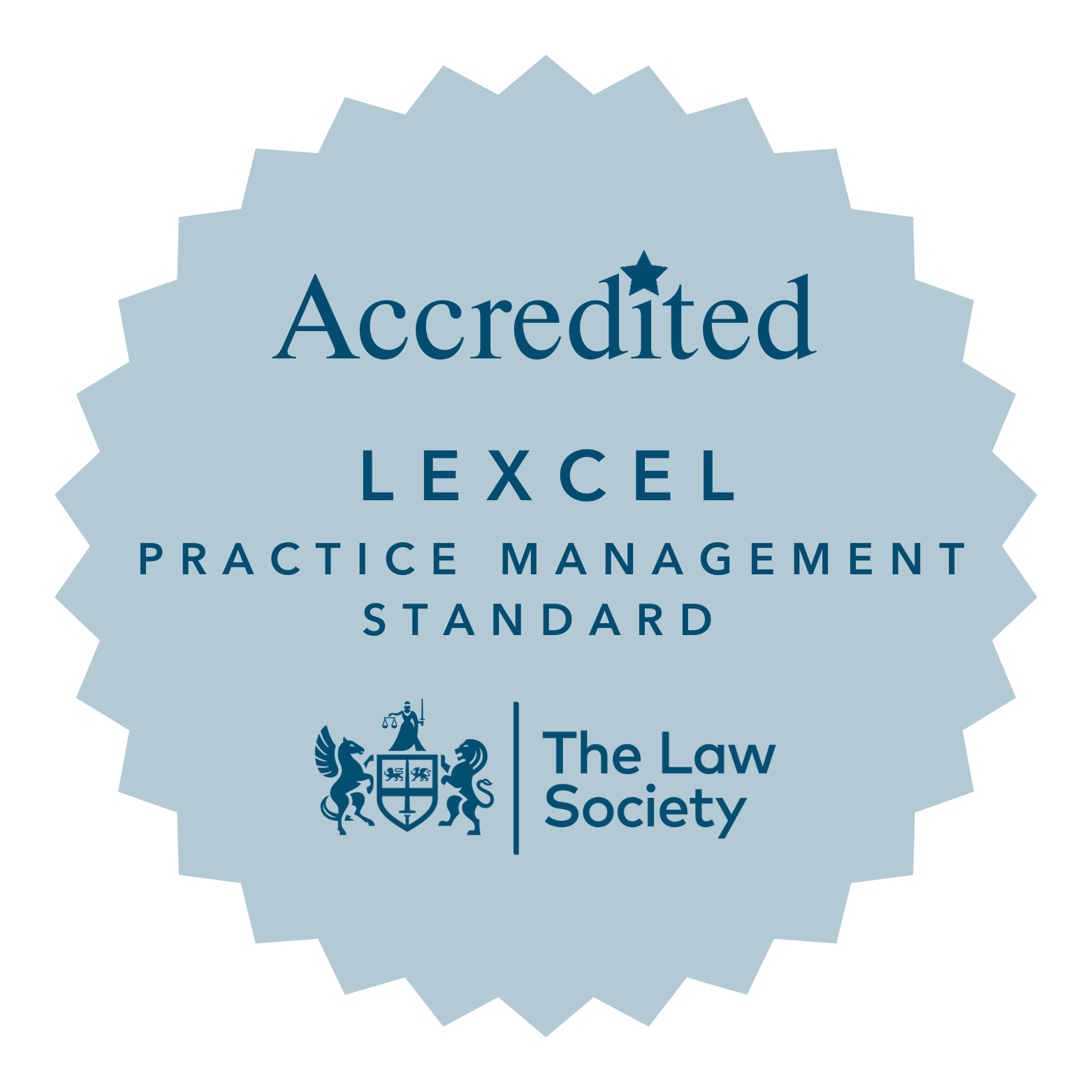 The law society's national law management quality mark, lexcel logo.